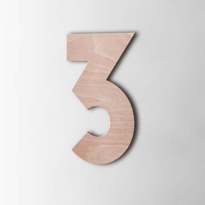 Houten Cijfer 3 Big John Okoume - 1