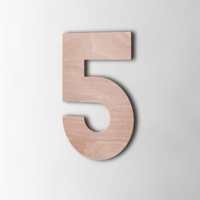 Houten Cijfer 5 Big John Okoume - 1