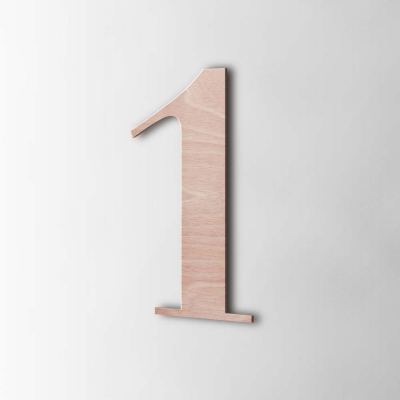 Houten Cijfer 1 Bodoni Okoume - 1