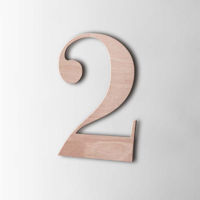 Houten Cijfer 2 Bodoni Okoume - 1