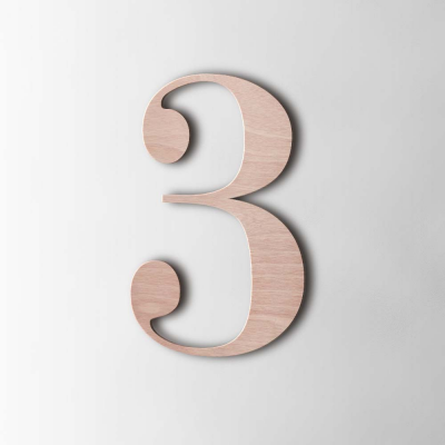 Houten Cijfer 3 Bodoni Okoume - 1