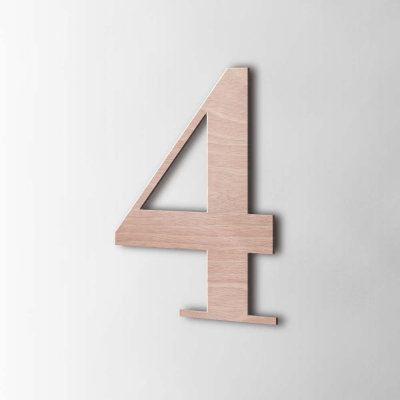 Houten Cijfer 4 Bodoni Okoume - 1