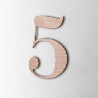 Houten Cijfer 5 Bodoni Okoume - 1