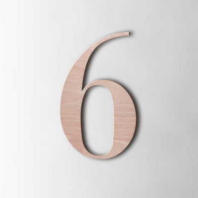 Houten Cijfer 6 Bodoni Okoume - 1