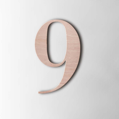 Houten Cijfer 9 Bodoni Okoume - 1