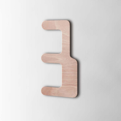 Houten Cijfer 3 Checkbook Okoume - 1