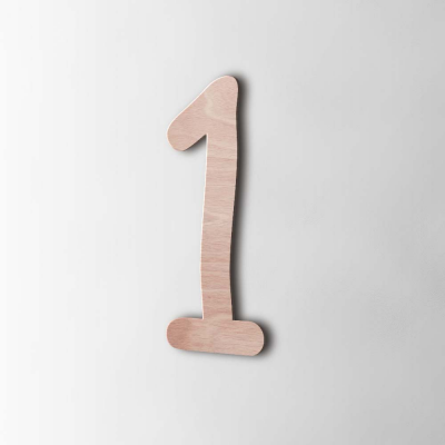 Houten Cijfer 1 Comic Sans Okoume - 1