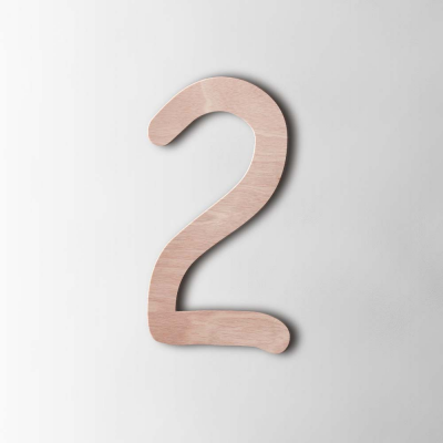 Houten Cijfer 2 Comic Sans Okoume - 1