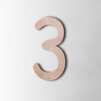 Houten Cijfer 3 Comic Sans Okoume - 1