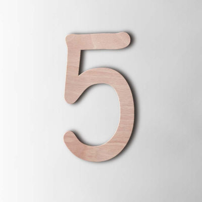 Houten Cijfer 5 Comic Sans Okoume - 1