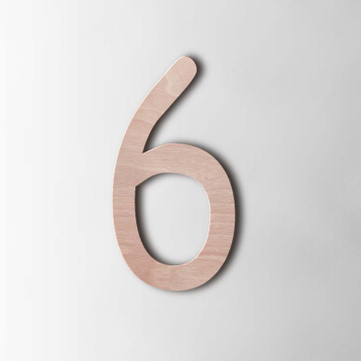 Houten Cijfer 6 Comic Sans Okoume - 1