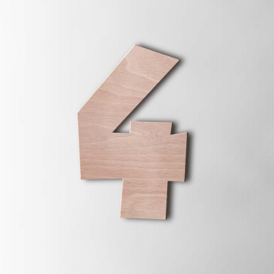 Houten Cijfer 4 Grobold Okoume - 1