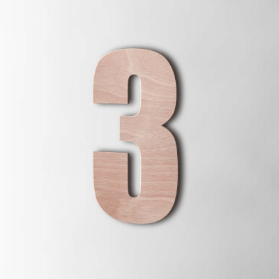 Houten Cijfer 3 Impact Okoume - 1