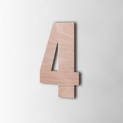 Houten Cijfer 4 Impact Okoume - 1