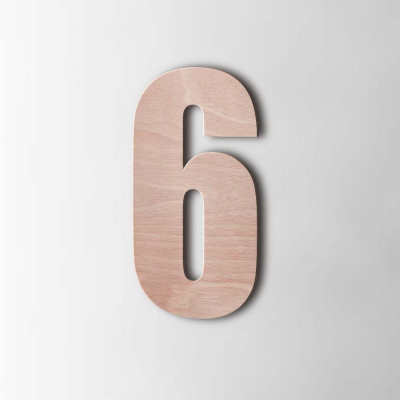 Houten Cijfer 6 Impact Okoume - 1