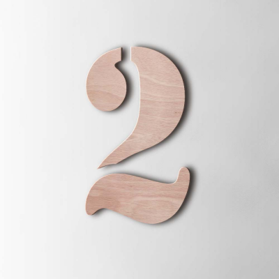 Houten Cijfer 2 Stencil Okoume - 1