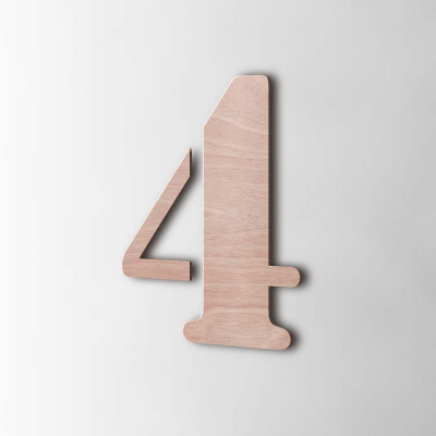 Houten Cijfer 4 Stencil Okoume - 1