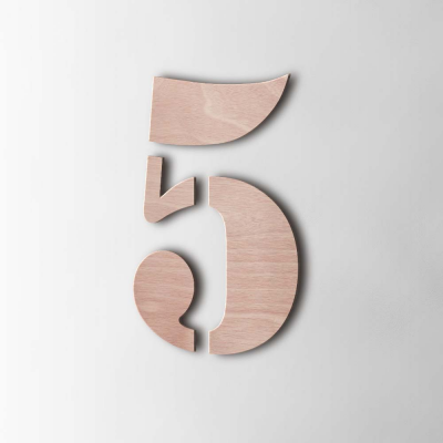 Houten Cijfer 5 Stencil Okoume - 1