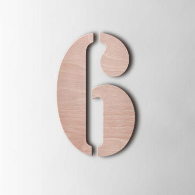 Houten Cijfer 6 Stencil Okoume - 1