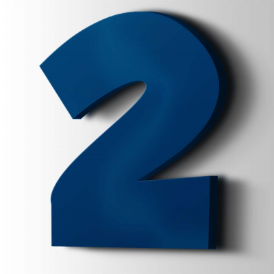 Kunststof Cijfer 2 Grobold Acrylaat 5002 Ultramarine Blue - 1