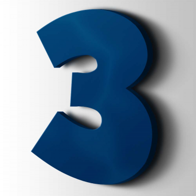 Kunststof Cijfer 3 Grobold Acrylaat 5002 Ultramarine Blue - 1