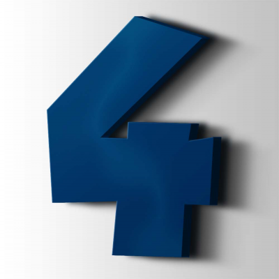 Kunststof Cijfer 4 Grobold Acrylaat 5002 Ultramarine Blue - 1