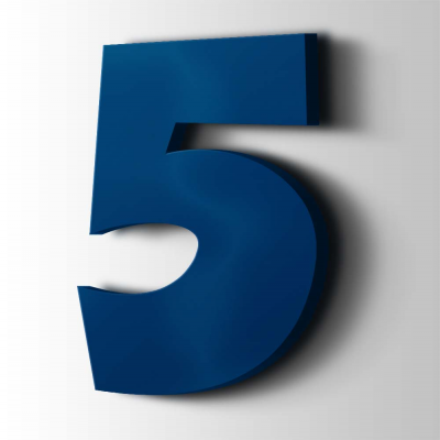 Kunststof Cijfer 5 Grobold Acrylaat 5002 Ultramarine Blue - 1