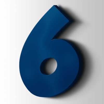 Kunststof Cijfer 6 Grobold Acrylaat 5002 Ultramarine Blue - 1
