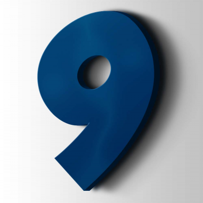 Kunststof Cijfer 9 Grobold Acrylaat 5002 Ultramarine Blue - 1