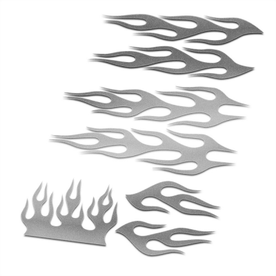 BMX Vlammen Stickers fiets Set Zilver - 1