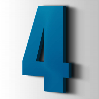 Kunststof Cijfer 4 Impact Acrylaat 5015 Sky Blue - 1
