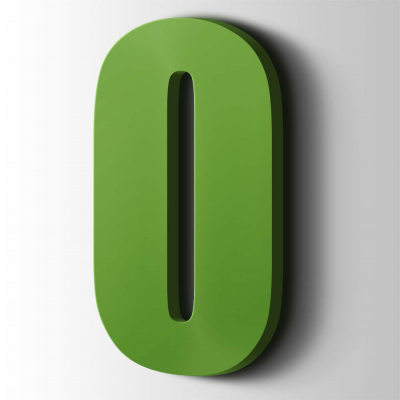 Kunststof Cijfer 0 Impact Acrylaat 6018 Yellow Green - 1