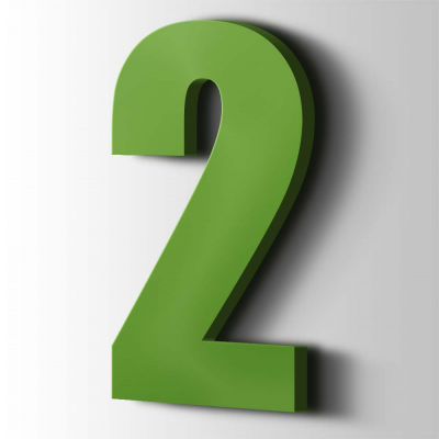 Kunststof Cijfer 2 Impact Acrylaat 6018 Yellow Green - 1