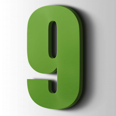 Kunststof Cijfer 9 Impact Acrylaat 6018 Yellow Green - 1