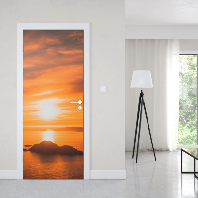 Deursticker Zonsopkomst boven het water - 1