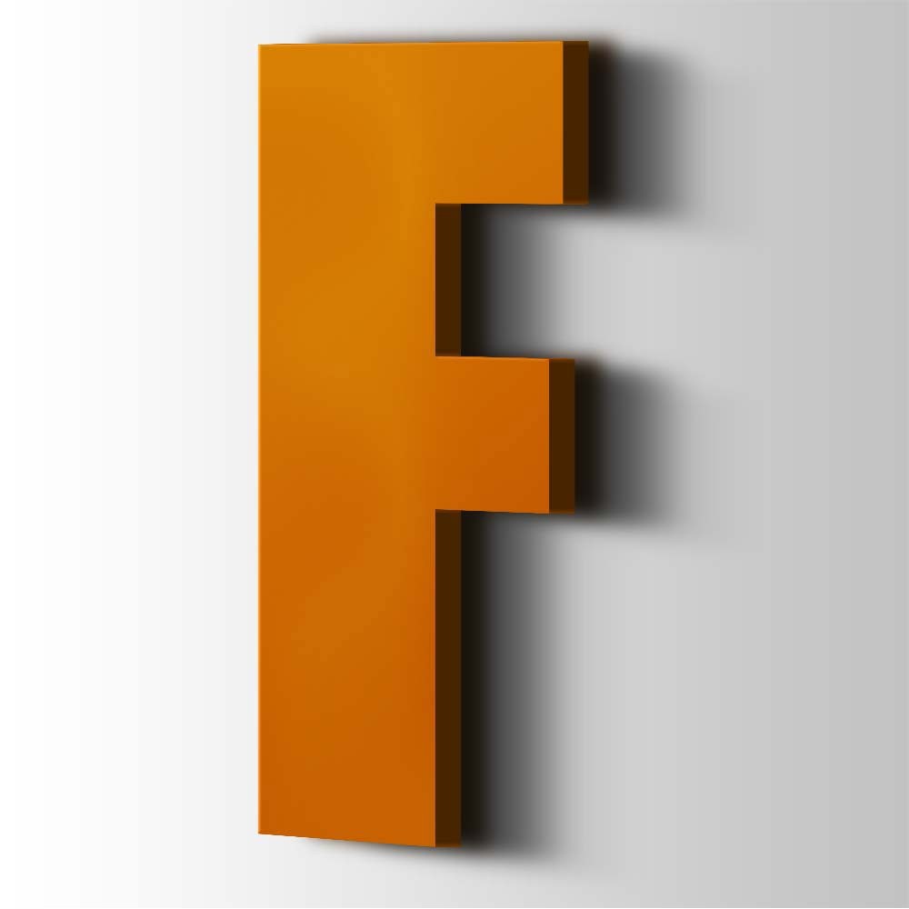 Kunststoff-Buchstabe F Impact Acrylic 2004 Pure Orange – 1