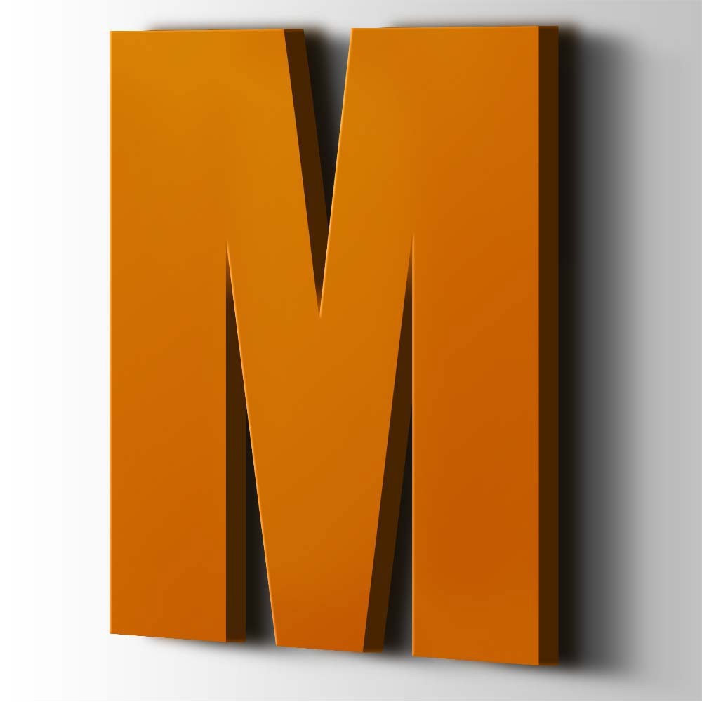 Kunststoffbuchstabe M Impact Acrylic 2004 Pure Orange - 1