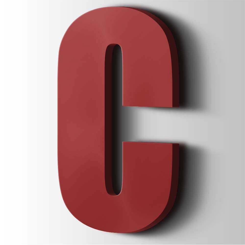 Kunststof Letter C Impact Acrylaat 3001 Signal Red - 1