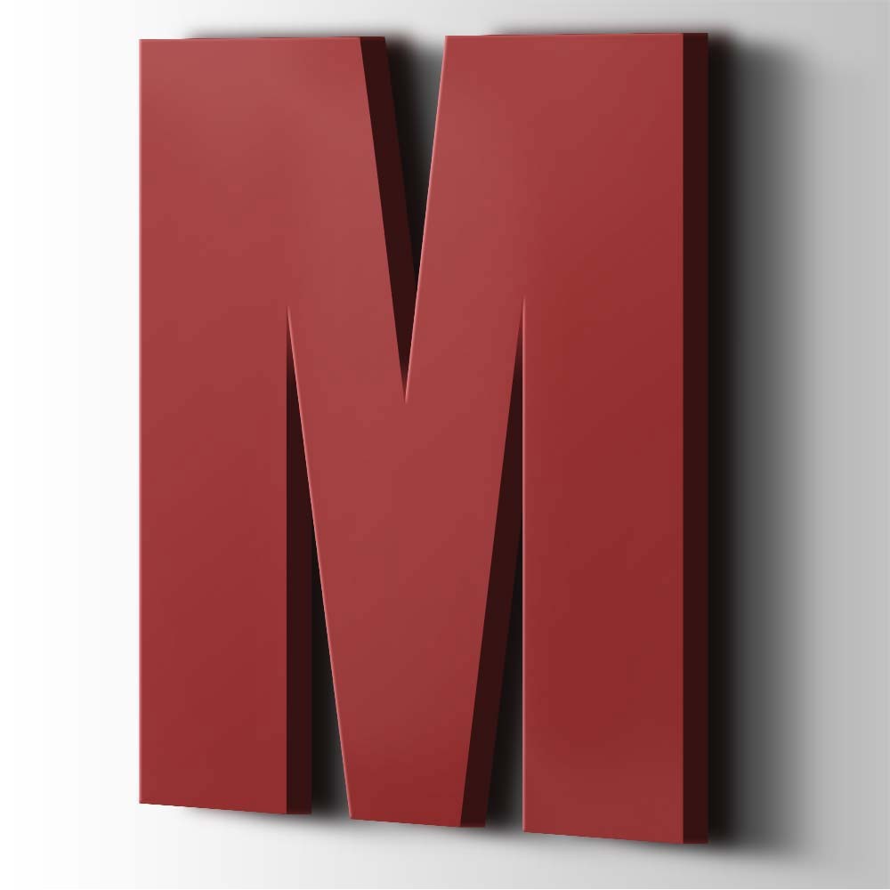 Kunststof Letter M Impact Acrylaat 3001 Signal Red - 1