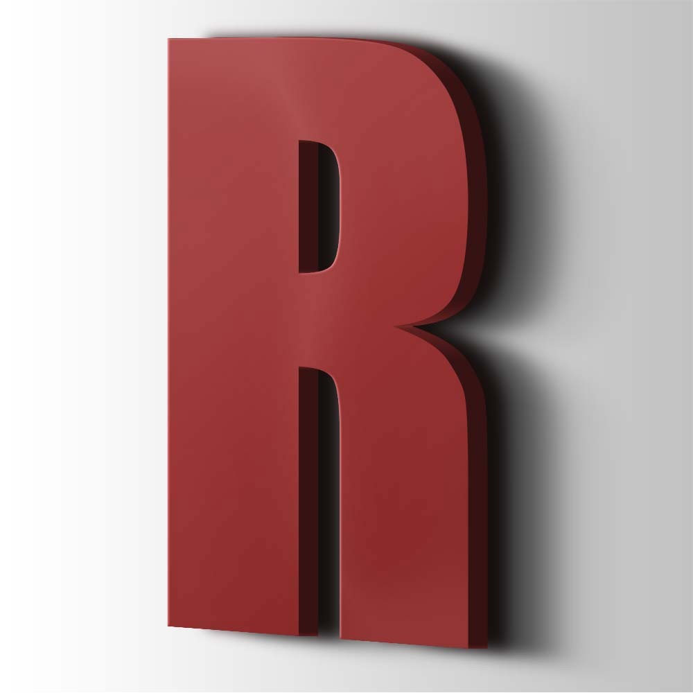 Kunststof Letter R Impact Acrylaat 3001 Signal Red - 1