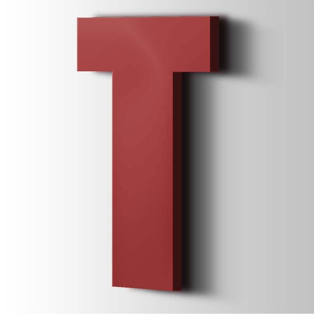 Kunststof Letter T Impact Acrylaat 3001 Signal Red - 1