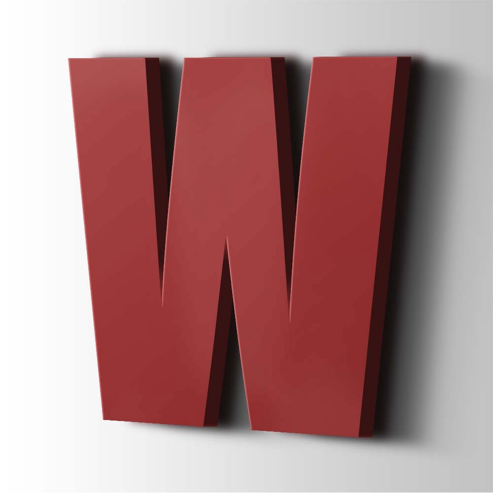 Kunststof Letter W Impact Acrylaat 3001 Signal Red - 1
