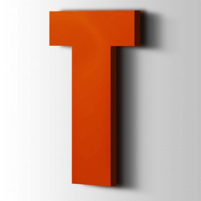 Kunststof Letter T Impact Acrylaat 3020 Traffic Red - 1