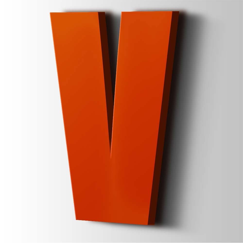 Kunststof Letter V Impact Acrylaat 3020 Traffic Red - 1