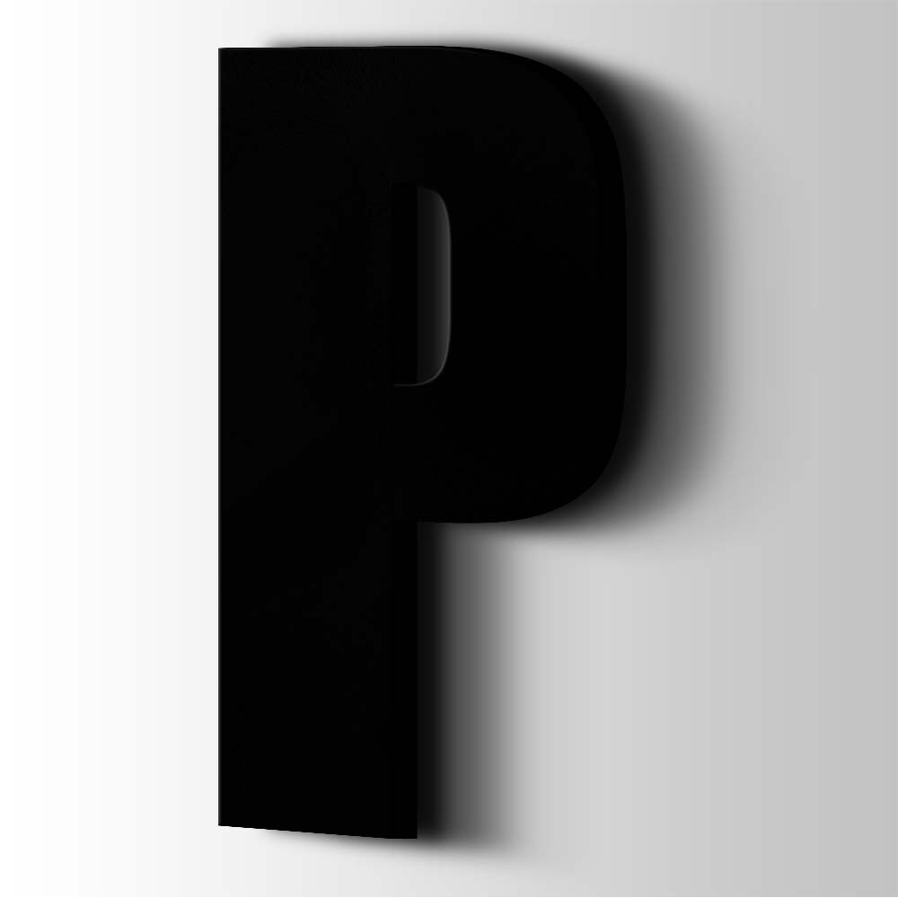 Kunststof Letter P Impact Acrylaat 9005 Jet Black - 1