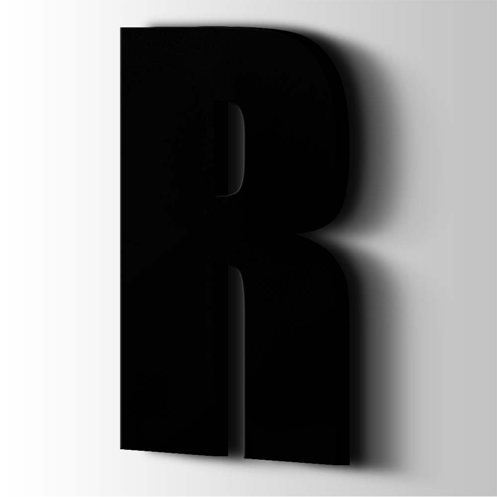 Kunststof Letter R Impact Acrylaat 9005 Jet Black - 1