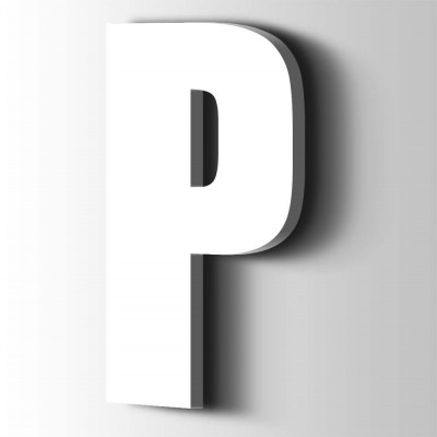 Kunststof Letter P Impact Acrylaat 9016 Traffic white - 1