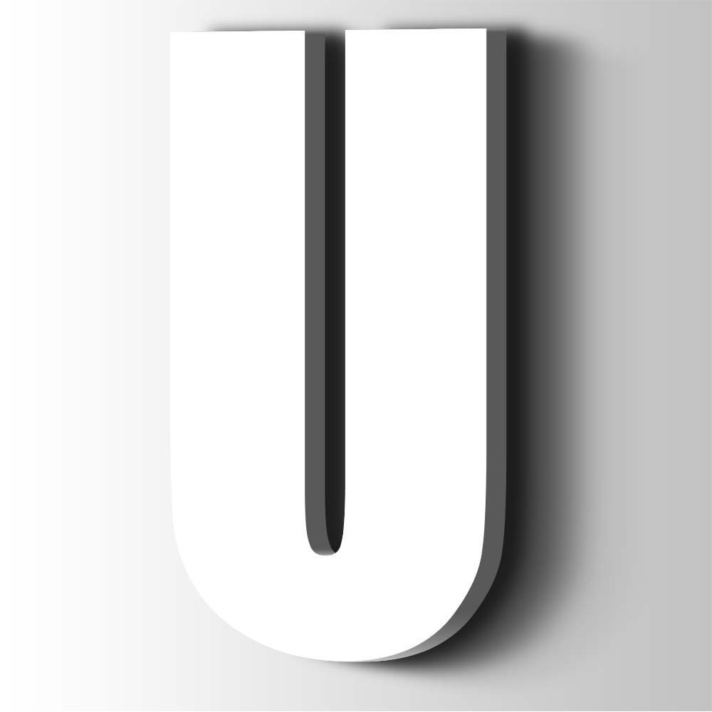 Kunststof Letter U Impact Acrylaat 9016 Traffic white - 1