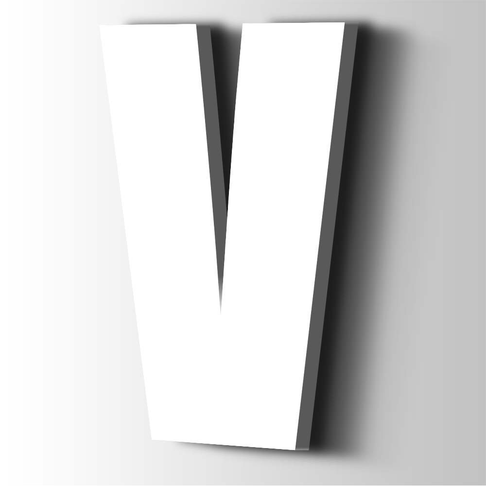 Kunststof Letter V Impact Acrylaat 9016 Traffic white - 1