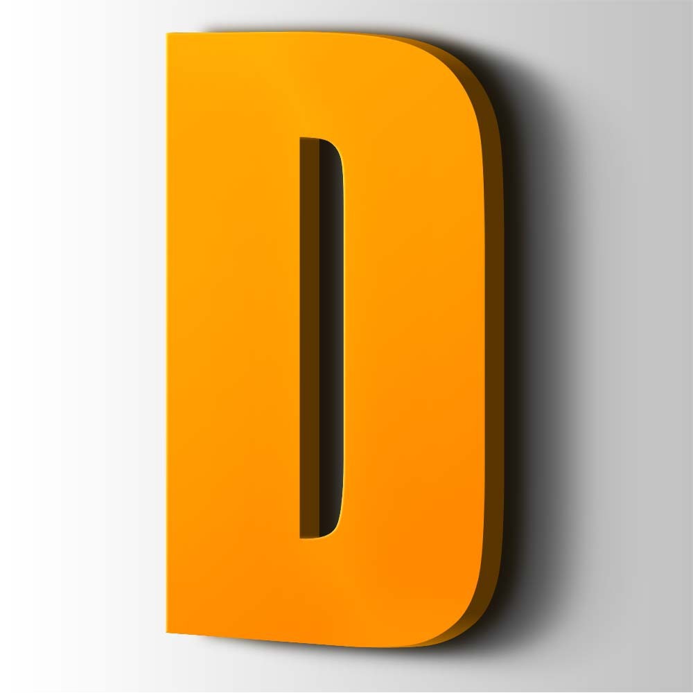 Kunststof Letter D Impact Acrylaat 1003 Signal Yellow - 1